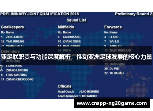 亚足联职责与功能深度解析：推动亚洲足球发展的核心力量