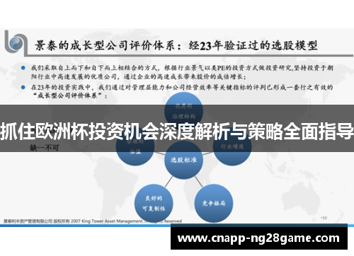 抓住欧洲杯投资机会深度解析与策略全面指导 抓住欧洲杯投资机会深度解析与策略全面指导